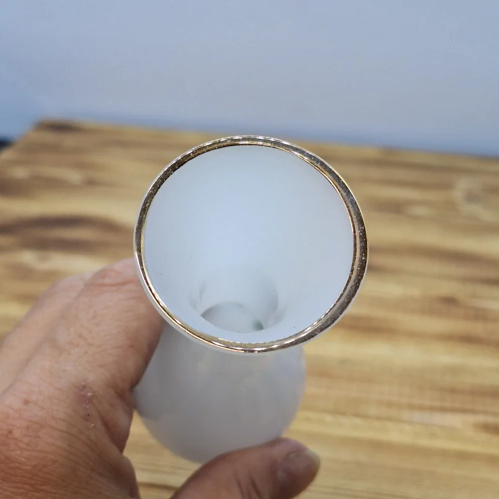 Vintage Gold Rim Floral Tiny Encased‎ White  Bud Vase 6
